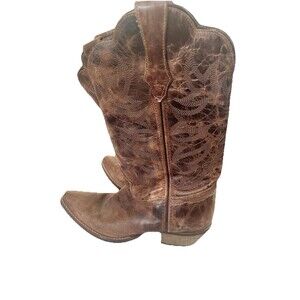 Rawhide by Abilene Boot Embroidered 7.5 Wingtip Cowgirl Boot~Snip Toe~5026~EUC